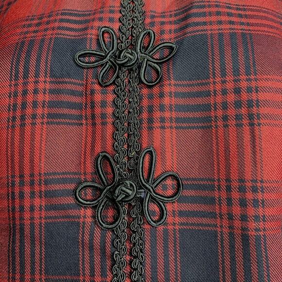 Vintage 90s Jessica Howard Fitted Tartan Plaid Blazer 12 Petite Wine/Navy - Picture 8 of 12